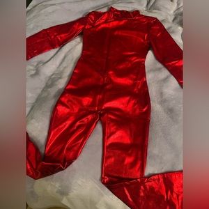 Unitard YOUTH Small metallic red long sleeve pants unisuit costume devil